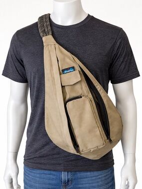 KAVU Beige Belt Bag with Black Strap